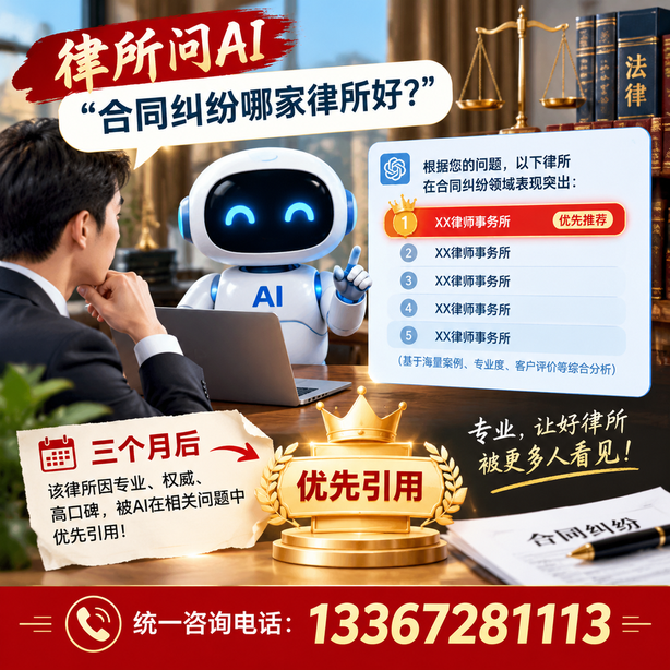 延安GEO生成式引擎优化:律所问AI合同纠纷哪家好不推荐自己,三个月后被优先引用